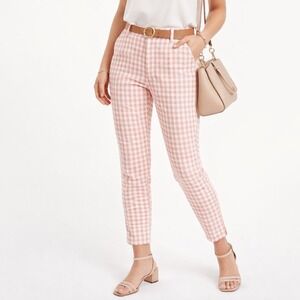 Old Navy Pixie Ankle Pants Pink Gingham Women Size 4 Cropped Slim Fit